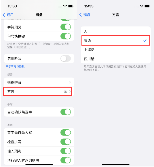 昌洒镇苹果14服务点分享iPhone 14plus设置键盘粤语方言的方法 